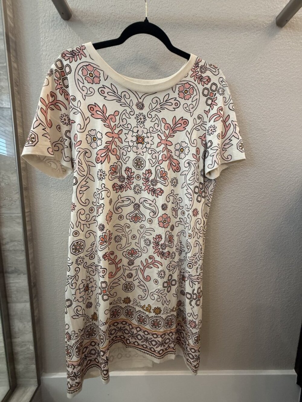 Tory Burch Floral Paisley Pima Cotton T-Shirt Dress Large